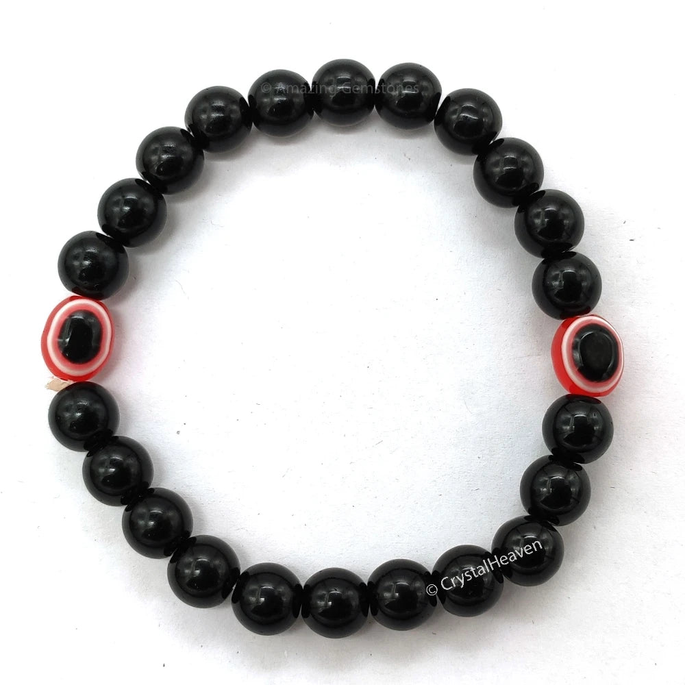 Red and Black Obsidian Evil Eye Bracelet