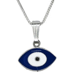 Blue Evil Eye Pendant Necklace (Silver)