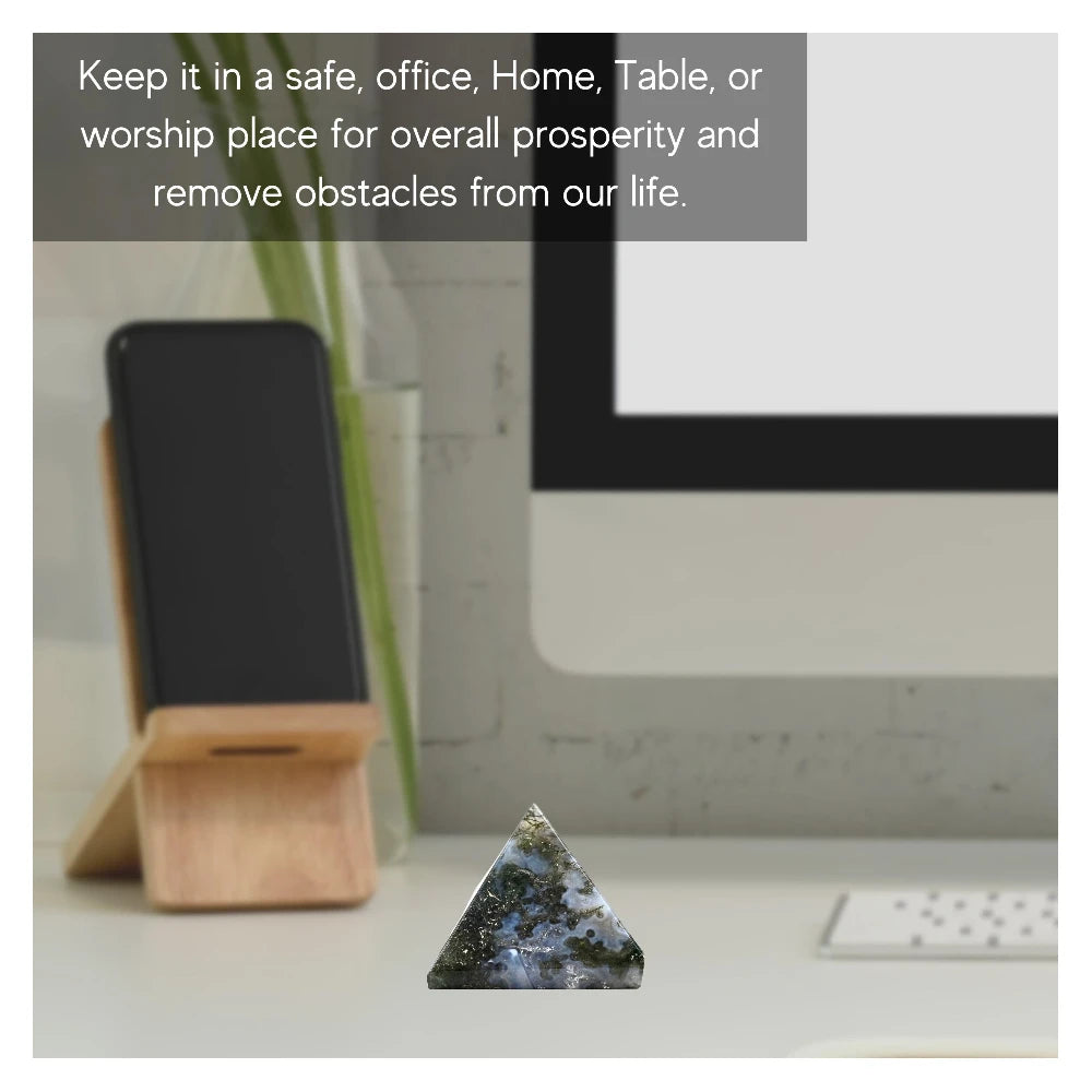 Moss Agate Pyramid (1 Inch)