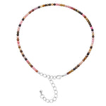 Multi Tourmaline Anklet - 2mm Faceted Beads (Silver)