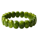 Green Jade Faceted Beads Bracelet - Oval Stone