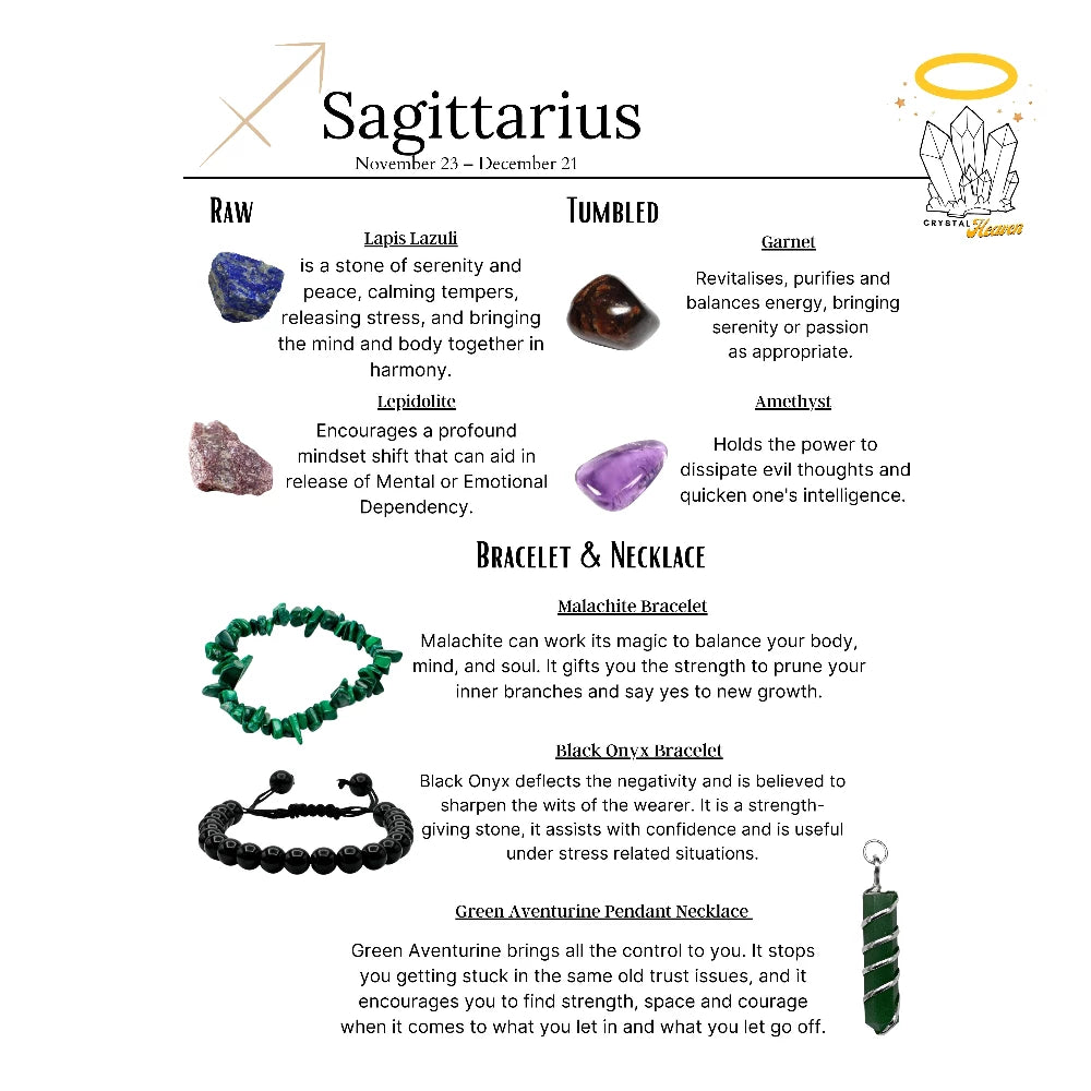 Sagittarius Healing Crystals and Stones Premium Set