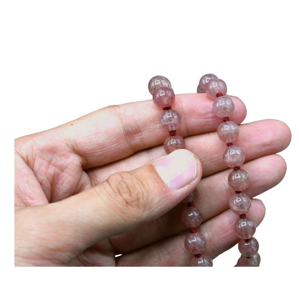 Strawberry Quartz Japa Mala (Hand Knotted)