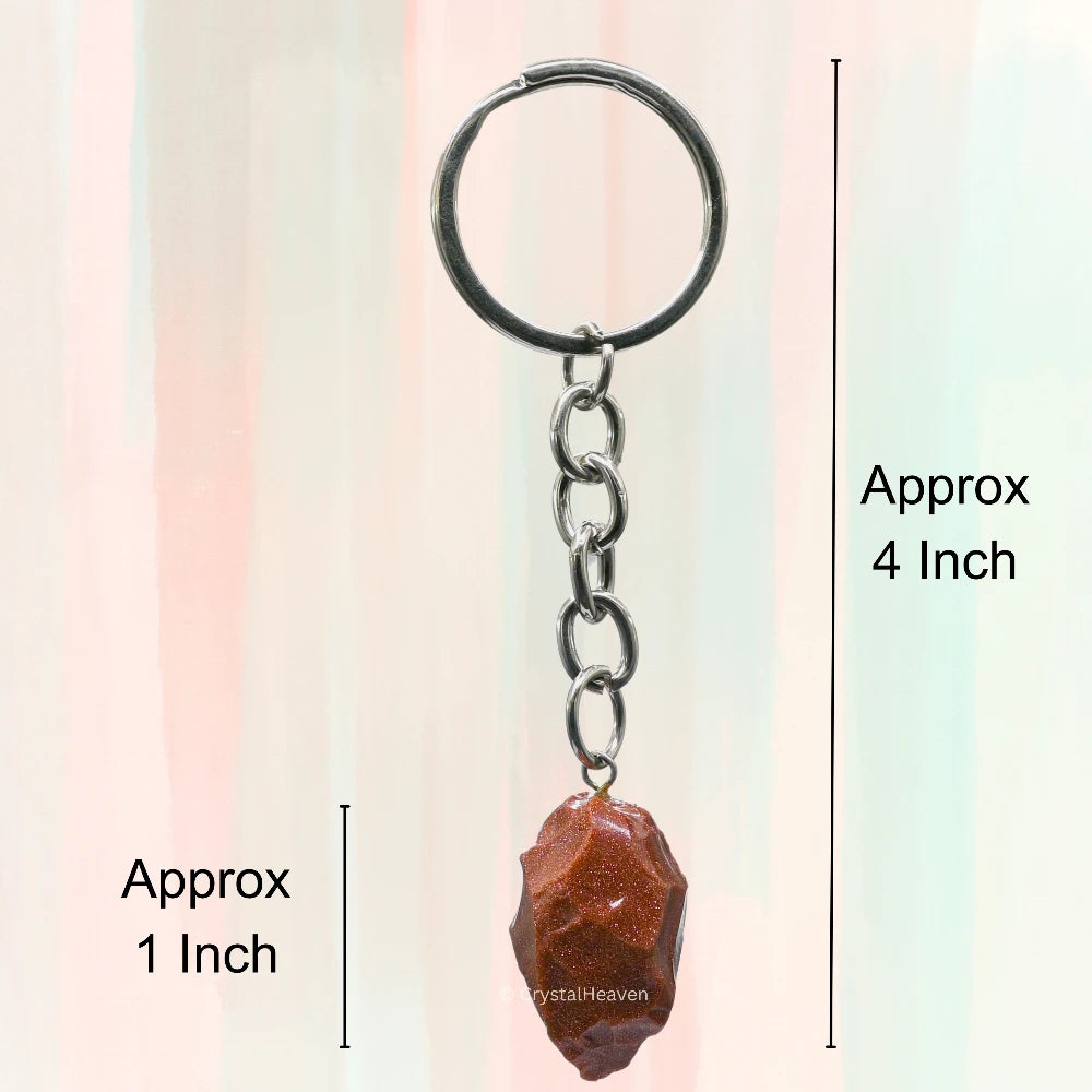 Red Goldstone Crystal Keychain (Raw)