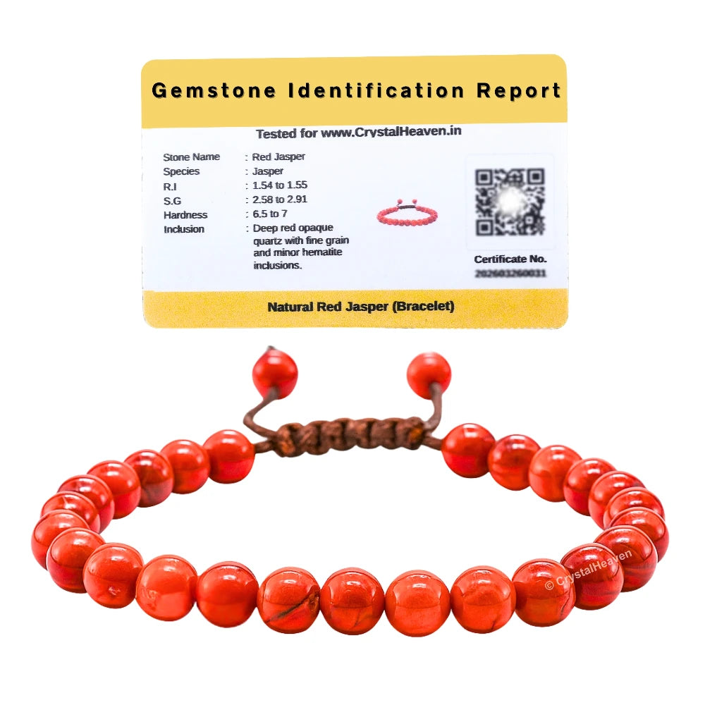 Red Jasper Healing Crystal Bracelets - 6mm Beads (Adjustable)
