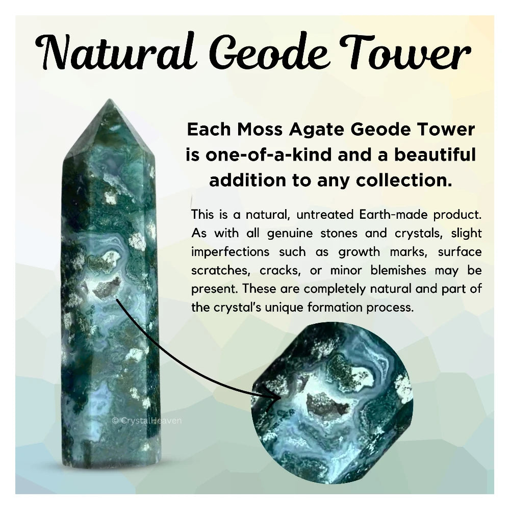 Moss Agate Crystal Tower (2" to 3" inch)