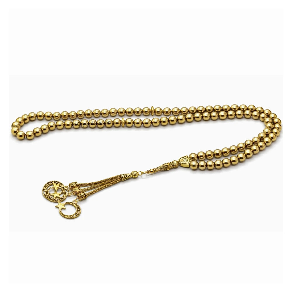 Golden Hematite Crystal Tasbih (Gold)