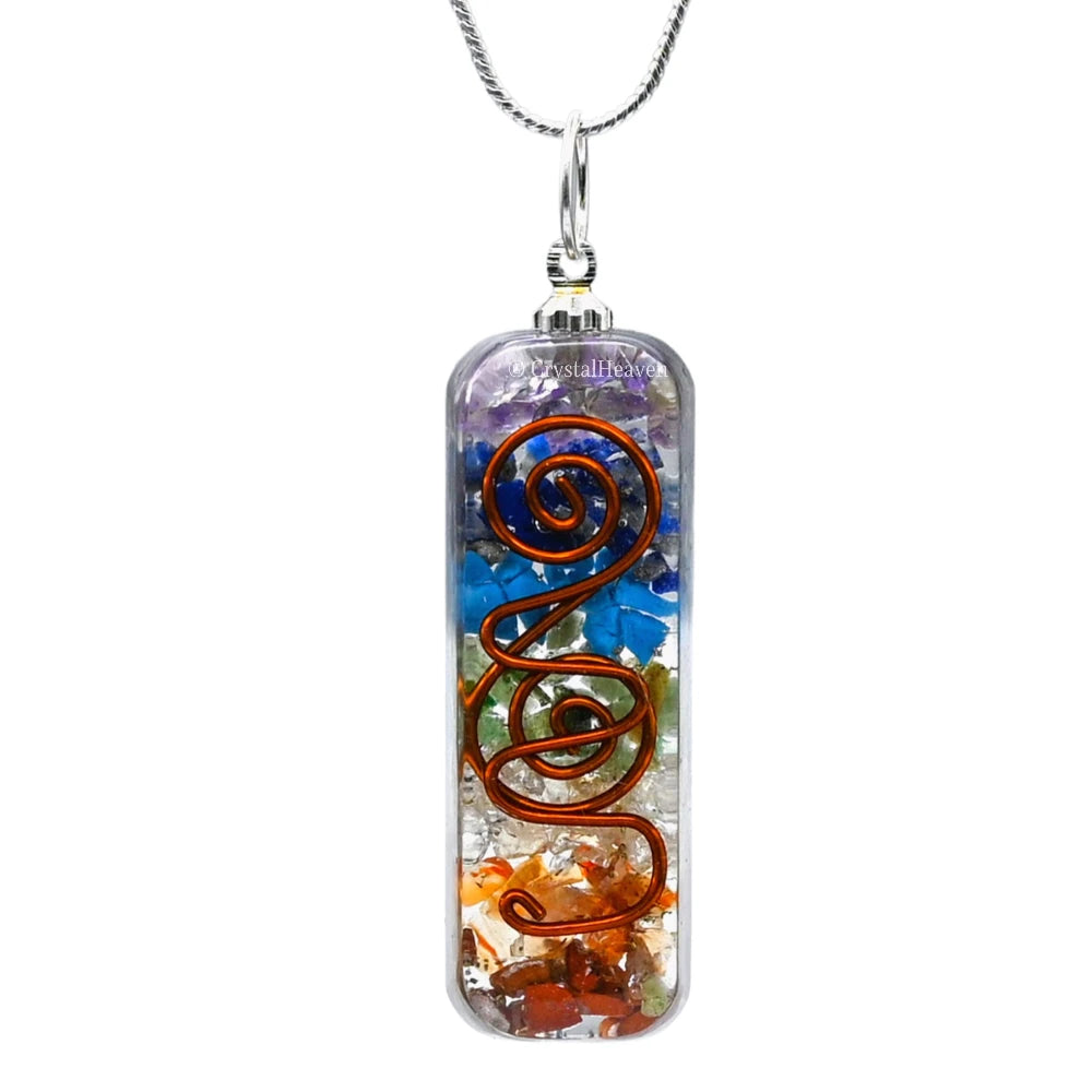 7 Chakra Crystal Orgone Pendant - Rectangle