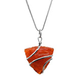 Carnelian Necklace - Raw Triangle Crystal (Silver)