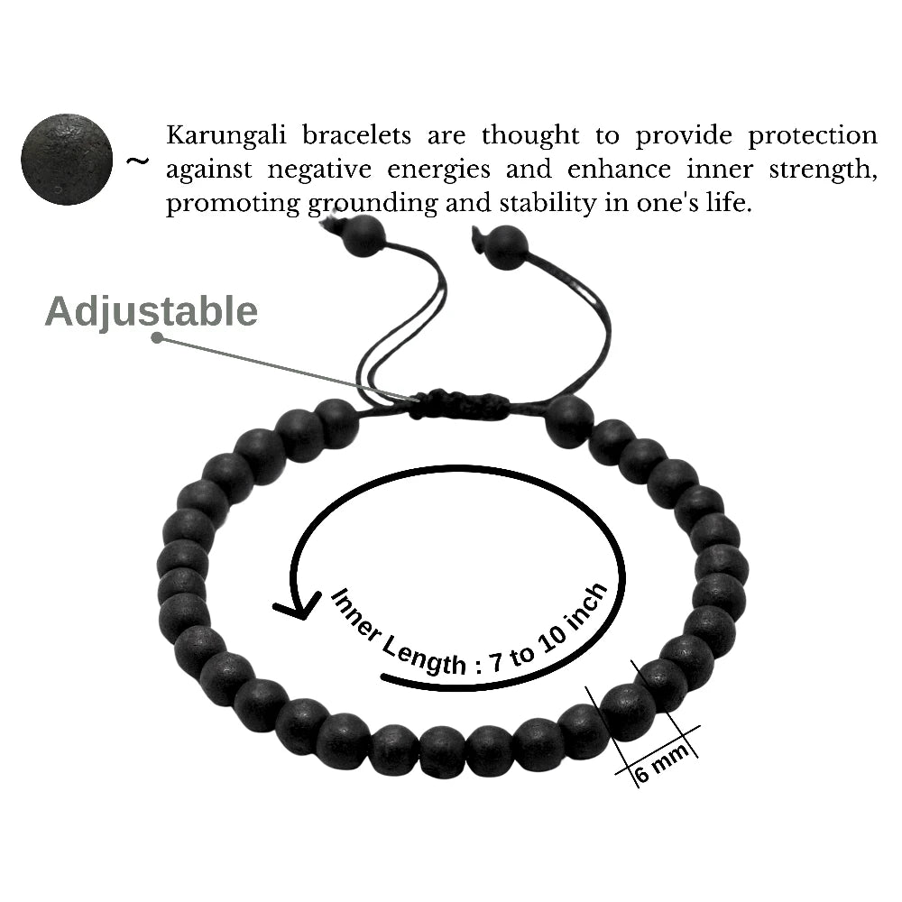 Karungali Malai Bracelet (Adjustable - 6 mm beads)