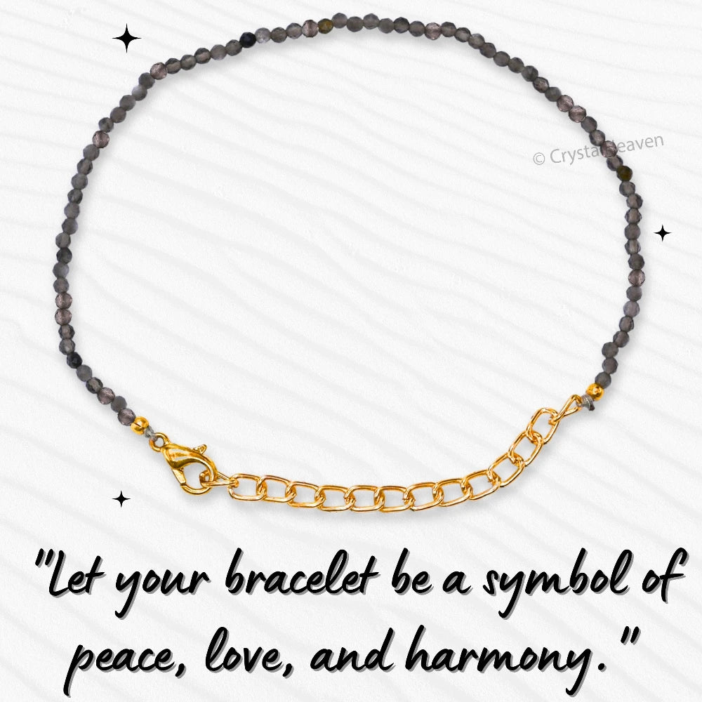 Grey Cats Eye Bracelets - 2mm Faceted Beads (Gold)