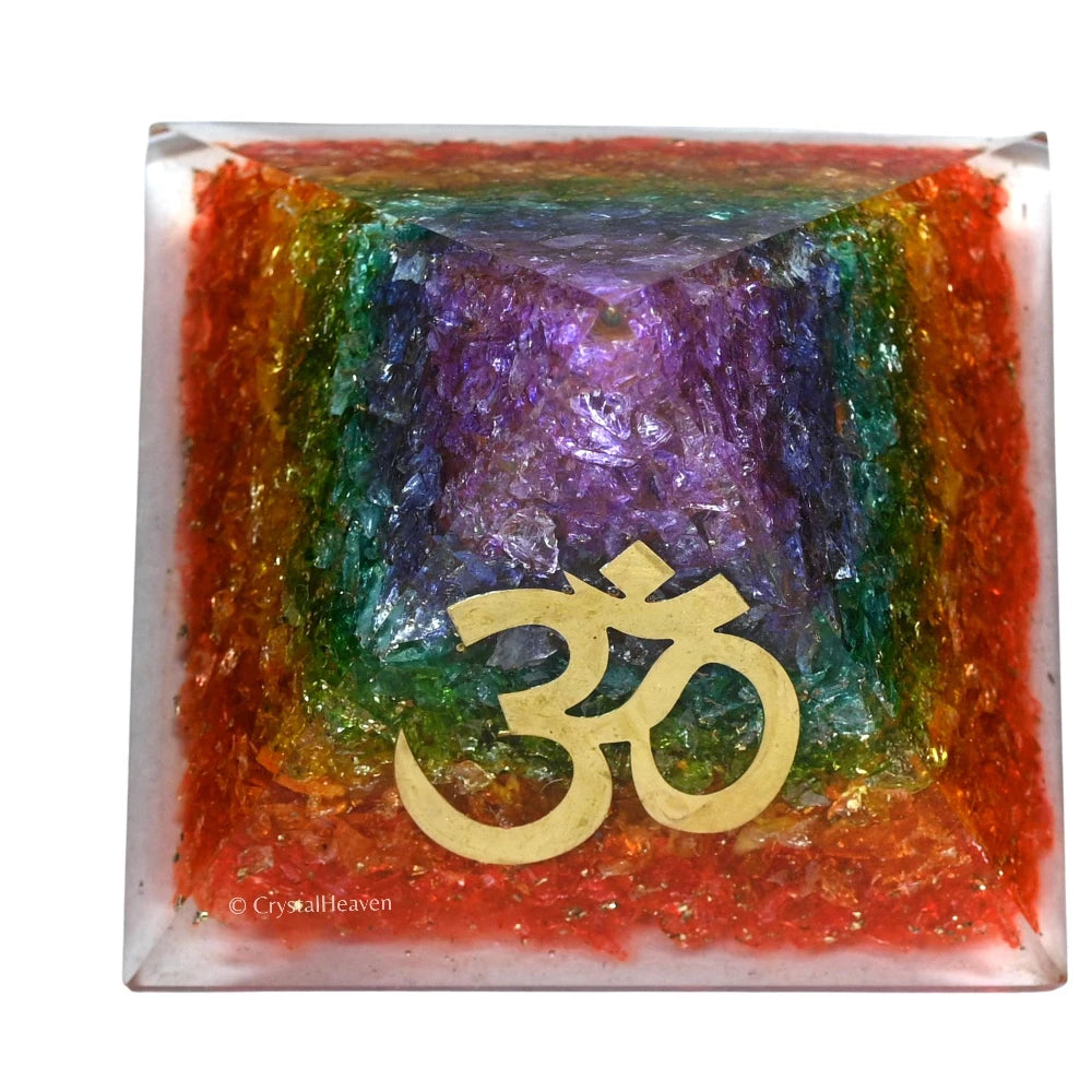 7 Chakra Onyx Orgone Pyramid (OM)