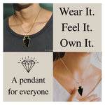 Black Obsidian Arrow Head Pendant - Gold Plated