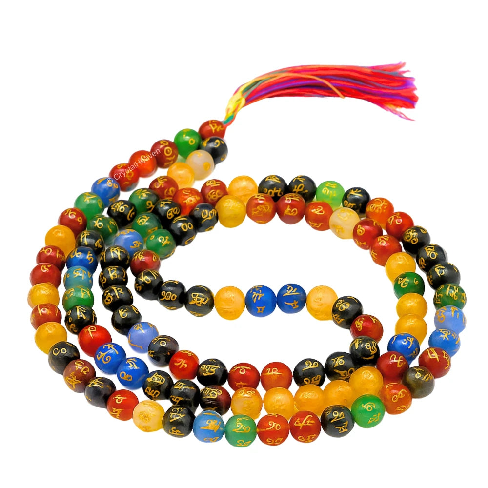 Multi Gemstone Japa Mala (Om Mani Padme Hum) (Without Knot)