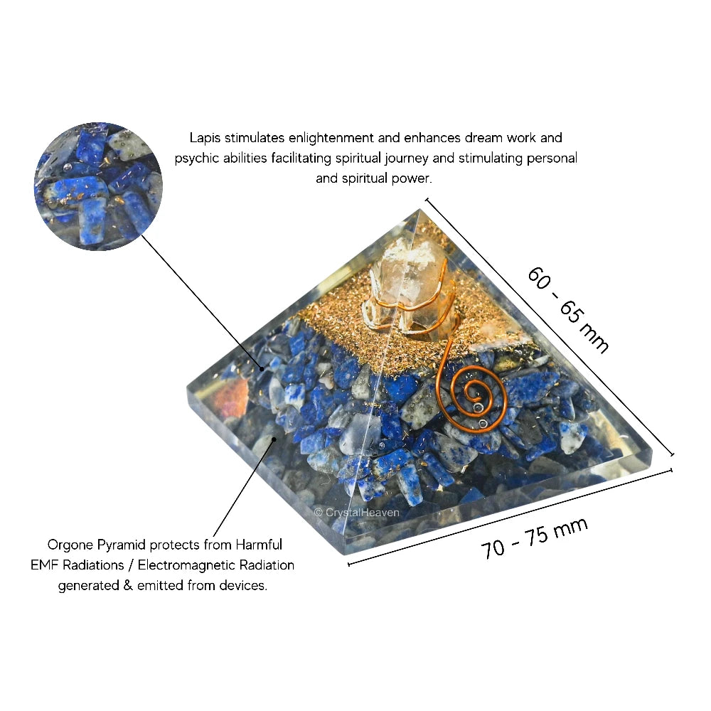 Lapis Lazuli Crystal Orgone Pyramid - Coil
