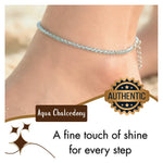 Aqua Chalcedony Anklet - 2mm Faceted Beads (Silver)