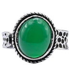 Green Aventurine Onyx Ring (Silver/Oval)