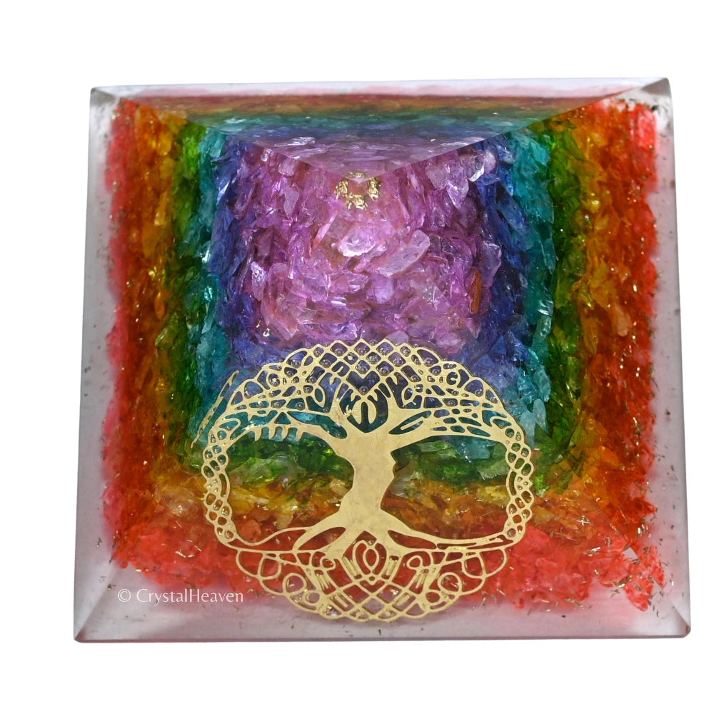 7 Chakra Onyx Orgone Pyramid (Tree Of Life)