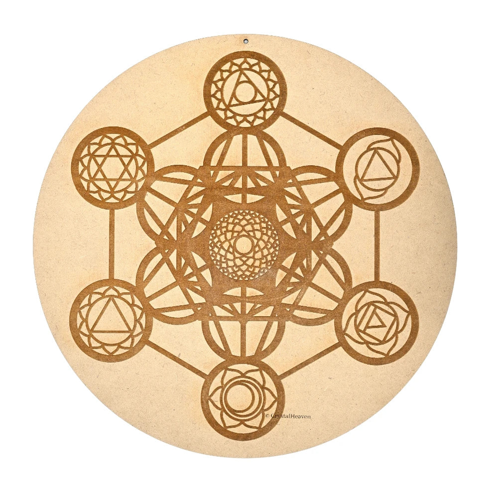 Chakra Metatron Cube Sacred Geometry Wall Art Cum Crystal Grid (6 Inch)