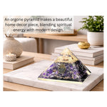 Amethyst Orgone Pyramid (Samll Hamsa)