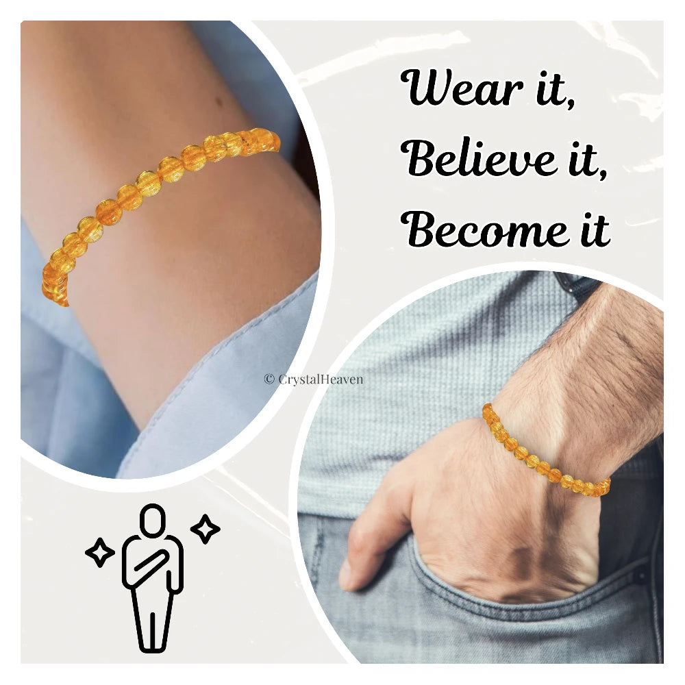 Citrine Onyx Healing Crystal Bracelets - 6mm Beads