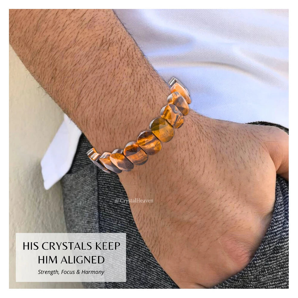 Tiger Eye Faceted Beads Bracelet - Oval Stone