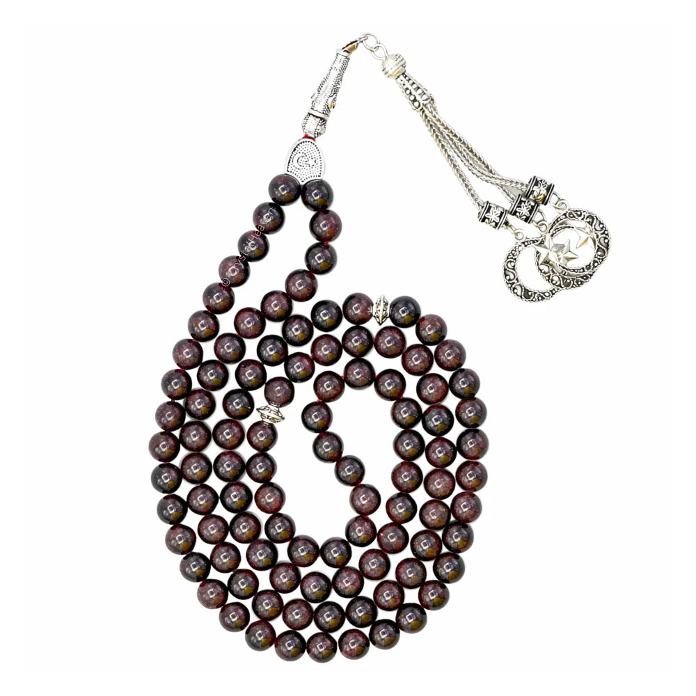 Garnet Crystal Tasbih (Silver)
