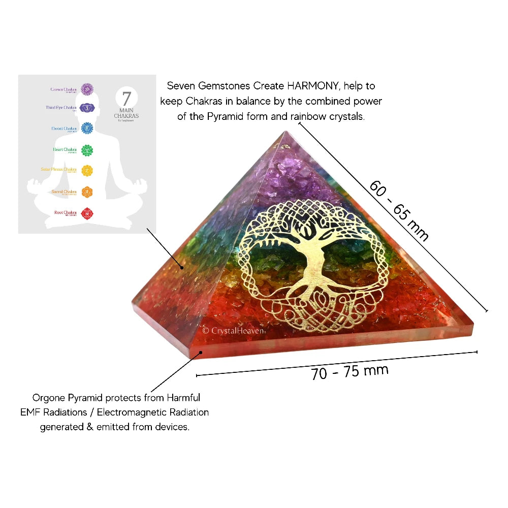 7 Chakra Onyx Orgone Pyramid (Tree Of Life)