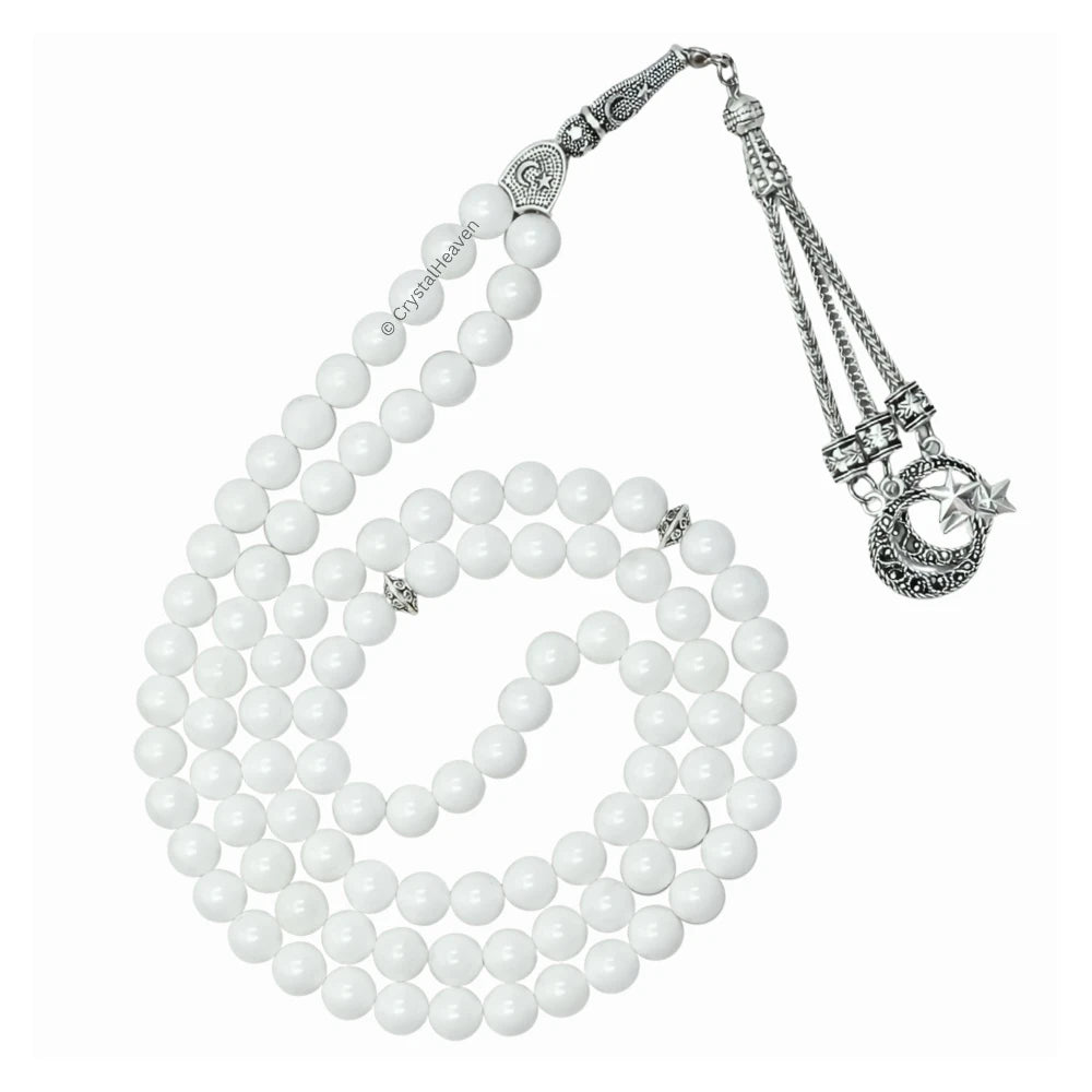 Mother of Pearl Crystal Tasbih (Silver)