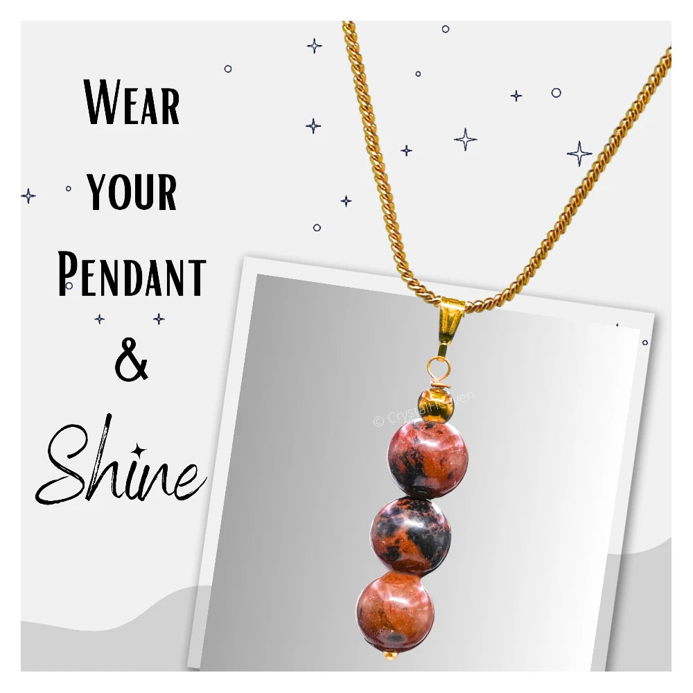 Mahogany Obsidian Crystal Bead Necklace (Gold)