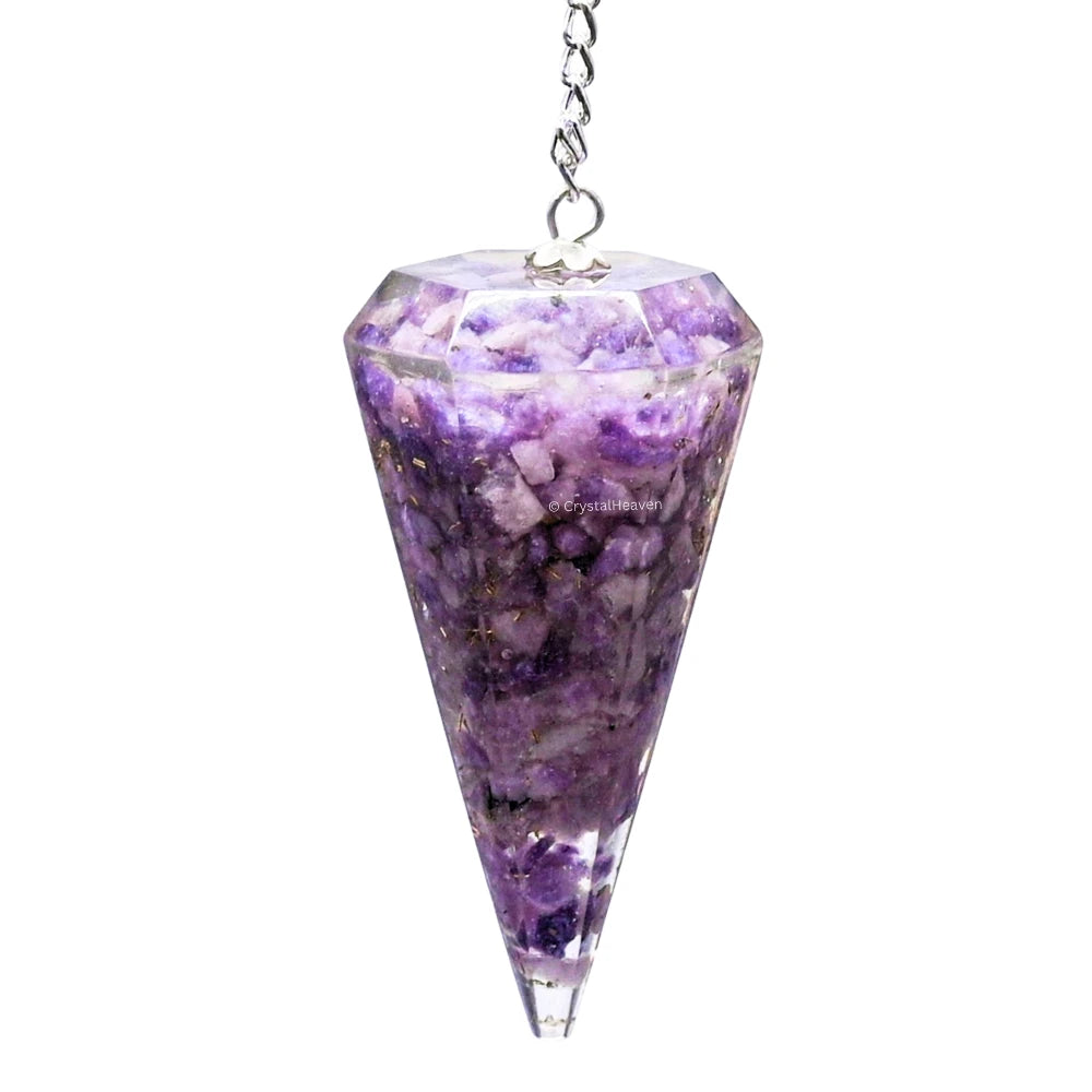 Lepidolite Crystal Orgone Pendulum