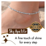 Sky Apatite Anklet - 2mm Faceted Beads (Silver)