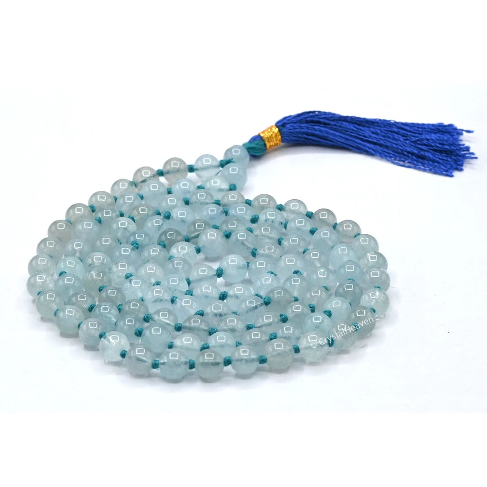 Aquamarine Japa Mala (Hand Knotted)