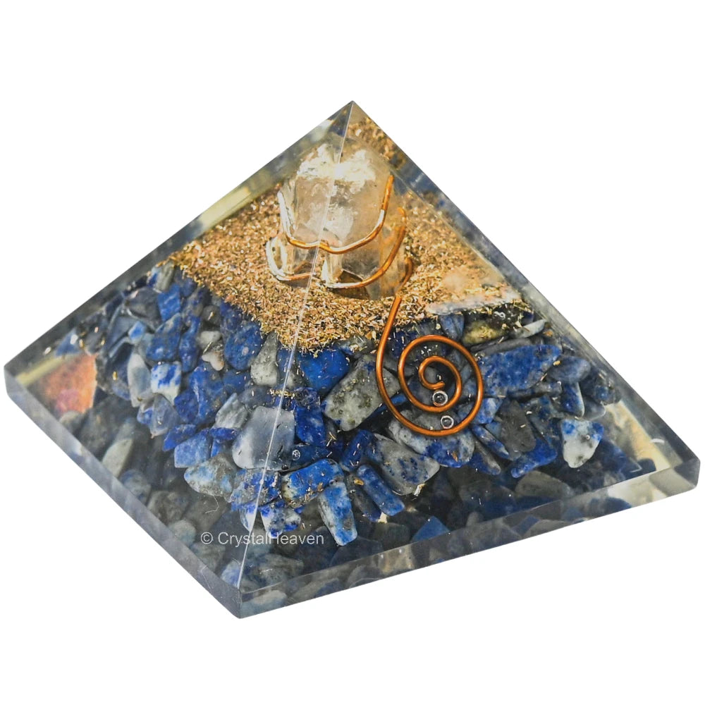 Lapis Lazuli Crystal Orgone Pyramid - Coil