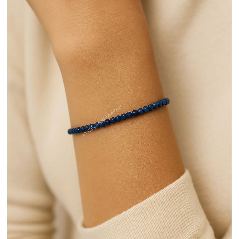 Lapis Lazuli Bracelets - 2mm Faceted Beads (Gold)