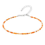 Rutilated Quartz Anklet - 2mm Faceted Beads (Silver)