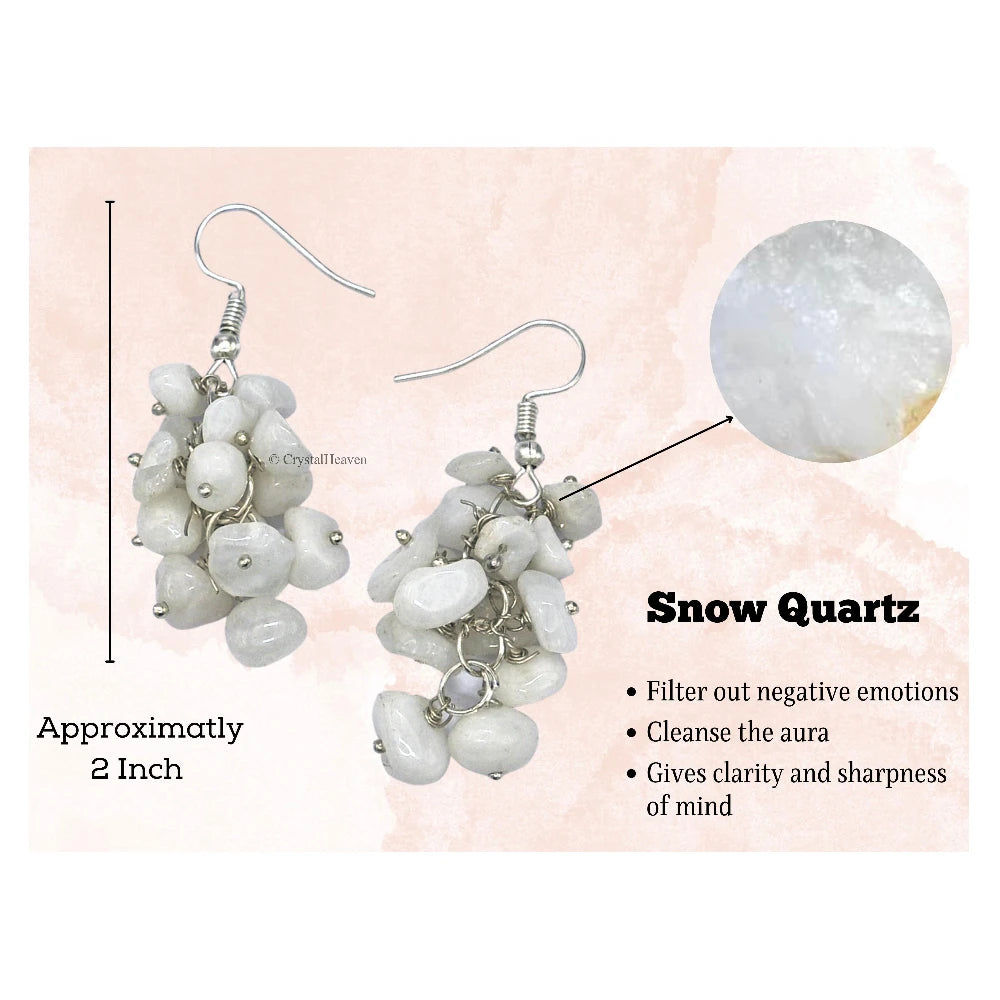 Snow Quartz Crystal Earrings