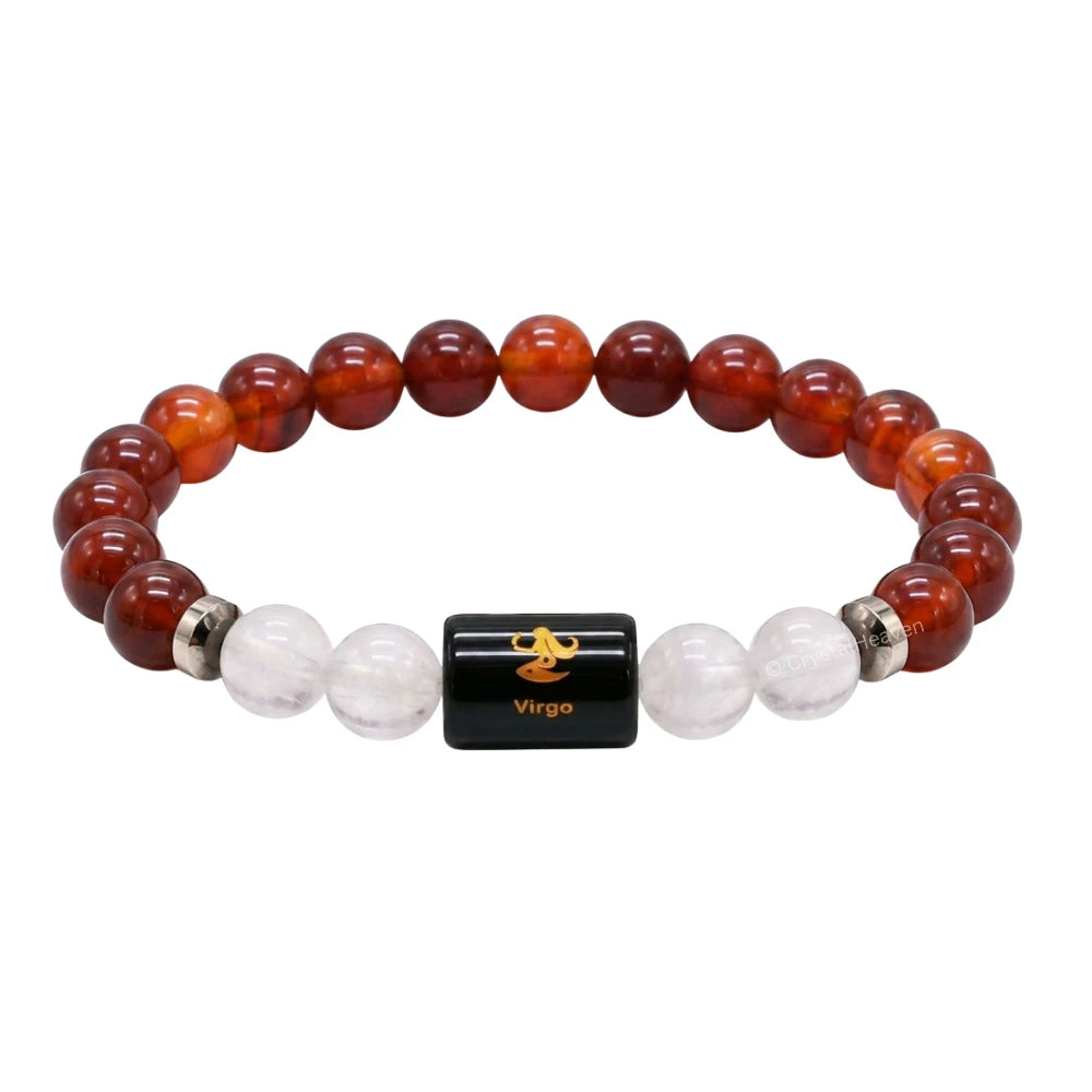 Virgo Bracelet (कन्या राशि) - Carnelian & Milky Quartz