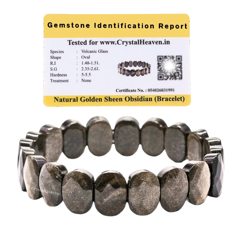 Gold Sheen Obsidian Faceted Beads Bracelet - Oval Stone