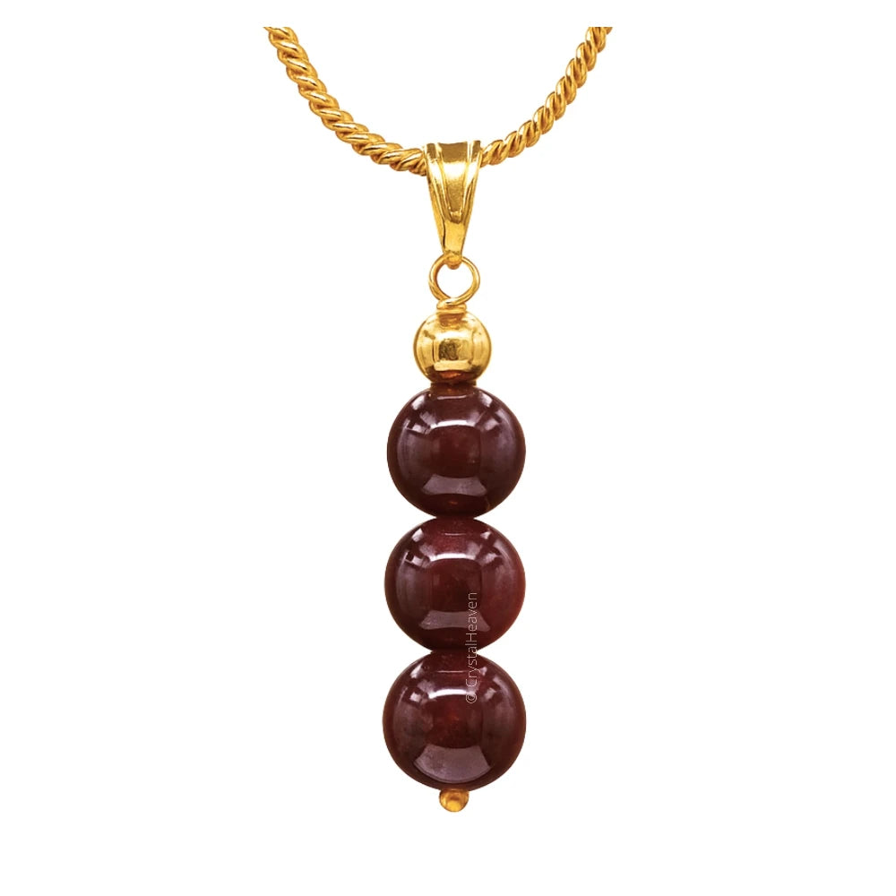 Garnet Crystal Bead Necklace (Gold)