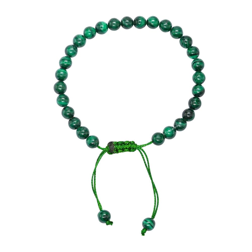 Malachite Healing Crystal Bracelets - 6mm Beads (Adjustable)