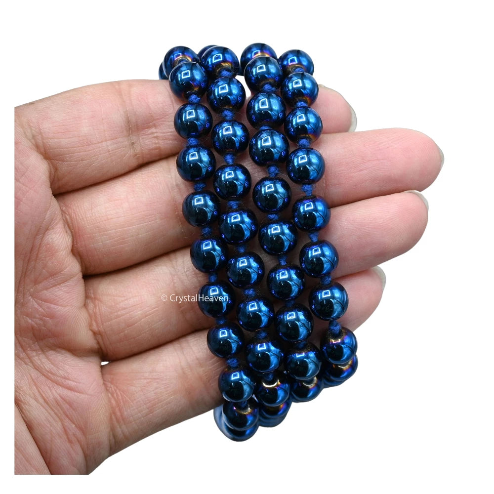 Blue Hematite Japa Mala (Hand Knotted)