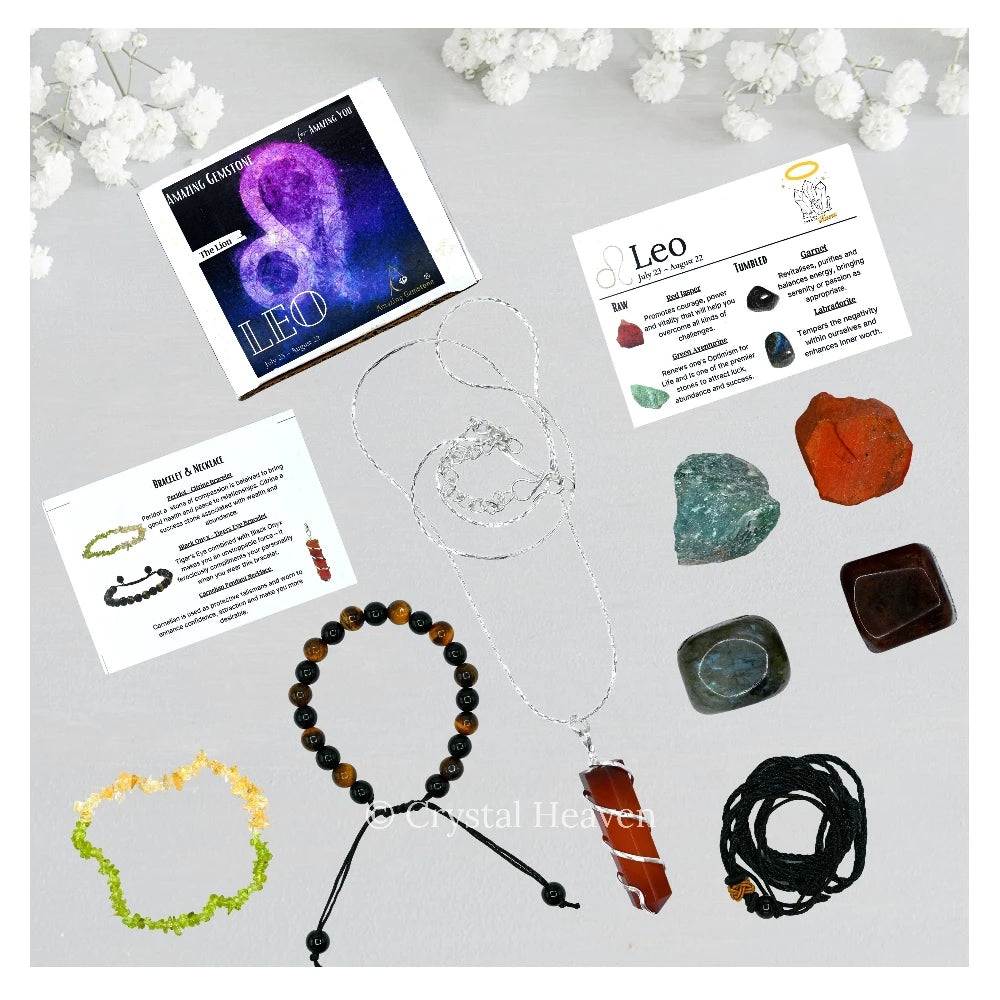 Leo Healing Crystals and Stones Premium Set