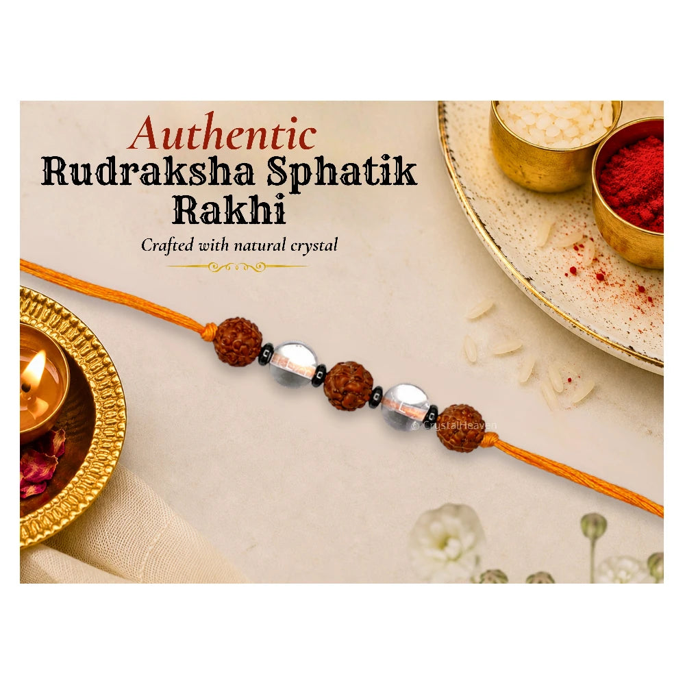 Rudraksha and Sphatik Rakhi for Brother (Set of 10)