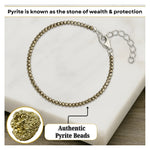 Pyrite Anklet - 2mm Faceted Bead (Silver)