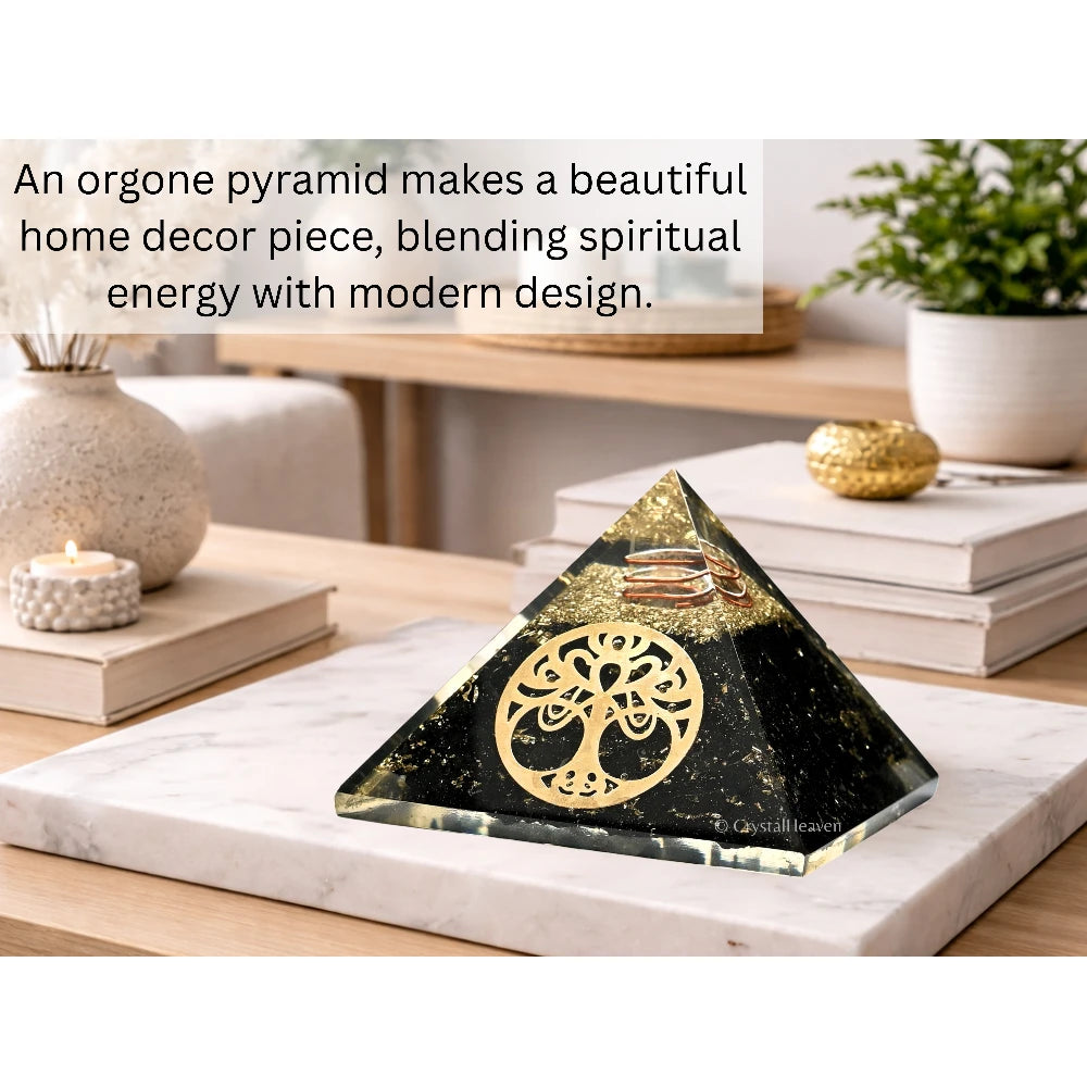 Shungite Orgone Pyramid (Round Tree Of life)