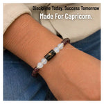 Capricorn Bracelet (मकर राशि) - Garnet & Milky Quartz