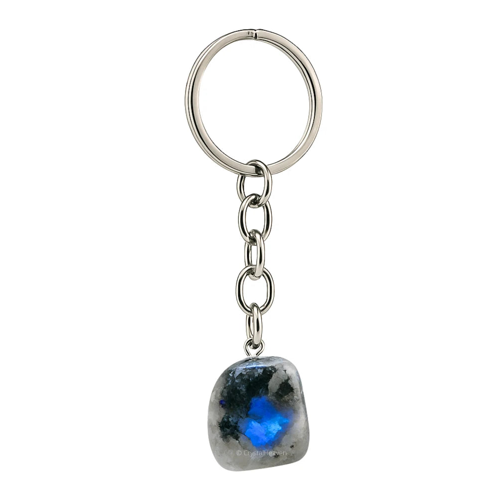 Rainbow Moonstone Crystal Keychain (Tumbled)