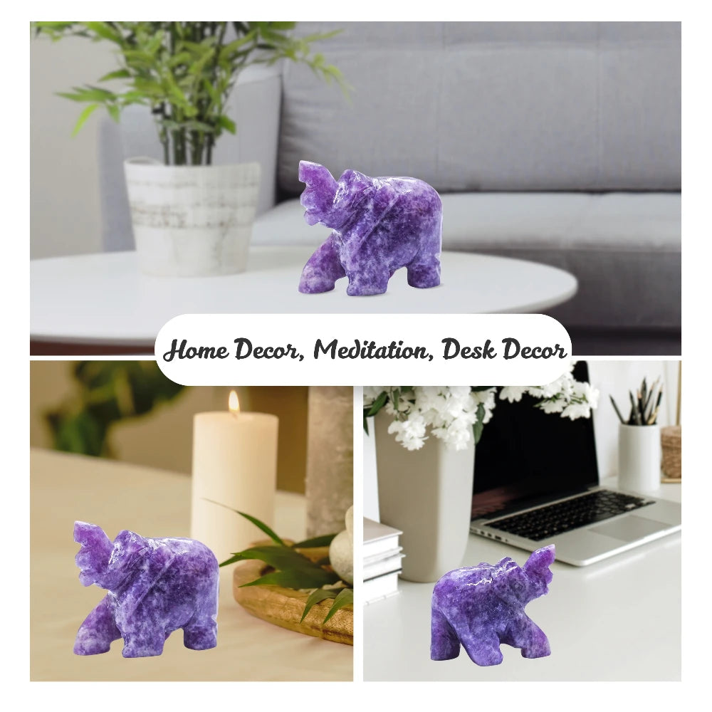 Lepidolite Crystal Elephant