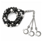 Black and White Jasper Crystal Tasbih (Silver)